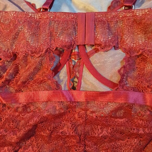 Asos Design Curve Rosie Lace Underwire Bodysuit Red Sz 18 - Picture 6 of 9